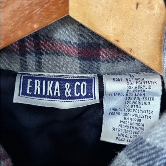 Vintage Erika & Co Wool Blend Check Plaid Lined Jacket - Picture 3 of 8